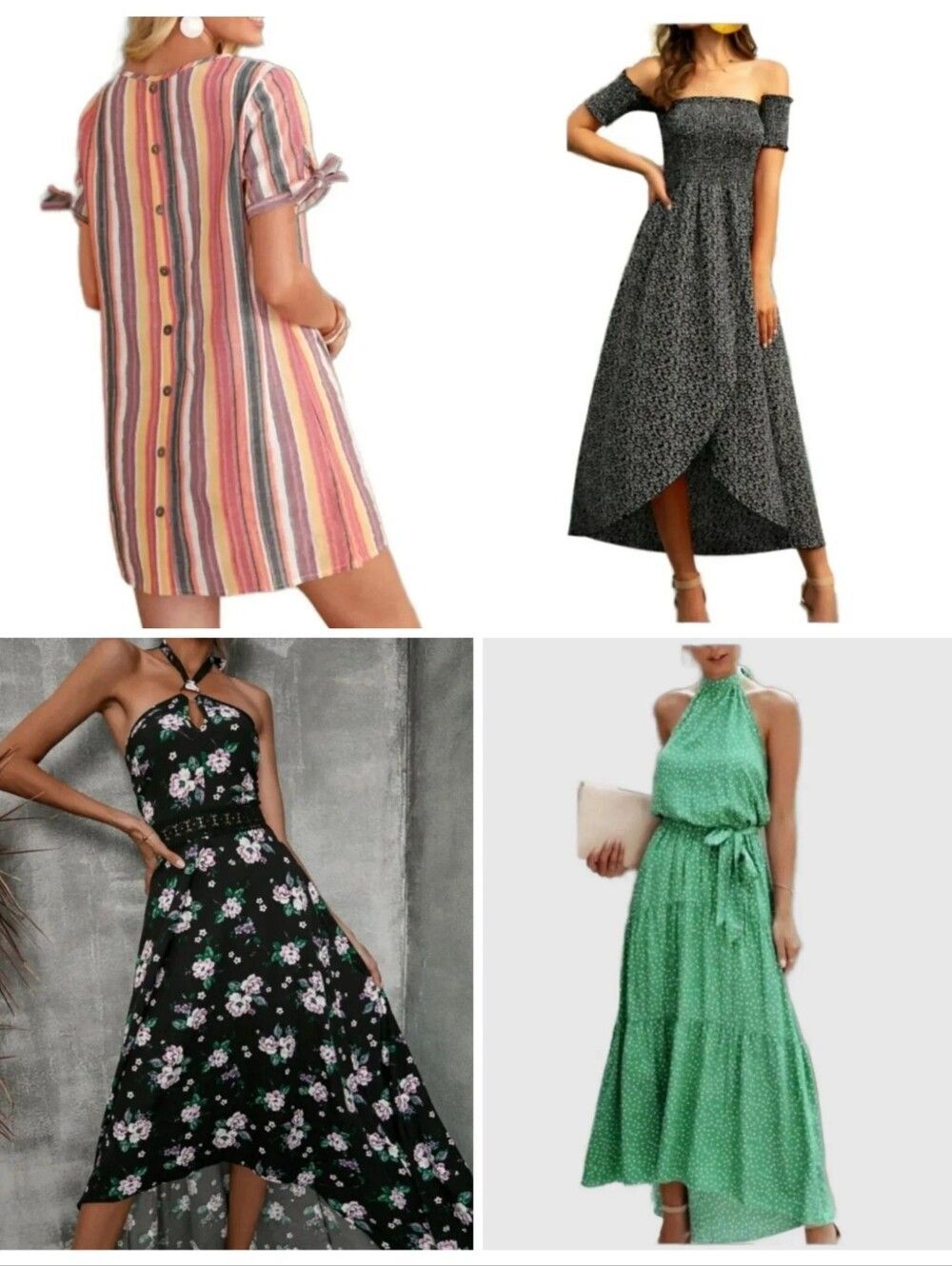NIP Lot of 4 Summer Dresses Size Small - Floral, Stripe & Halter Maxi Bundle